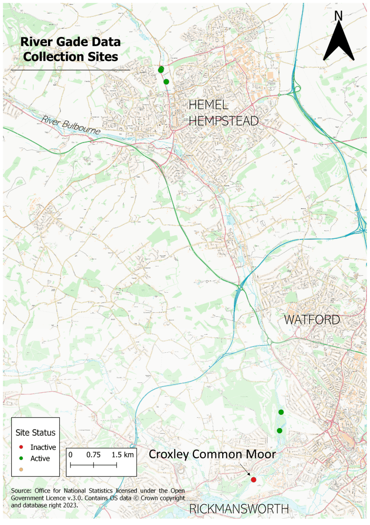 River Gade Riverfly monitoring sites map
